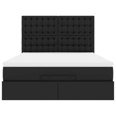 Ottoman bed met matras en LED's 140x190cm kunstleer zwart