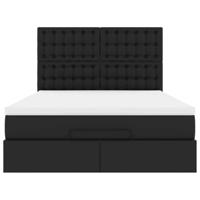 Ottoman bed met matras en LED's 140x190cm kunstleer zwart - thumbnail