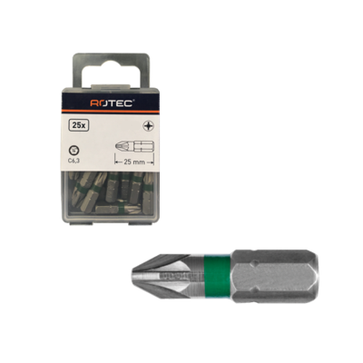Rotec 1/4" insertbit PZ1 L=25 mm VPE 25 stuks - 8271105 - 827.1105 Rotec 1/4" insertbit PZ1 L=25 mm VPE 25 stuks - 8271105 - 827.1105
