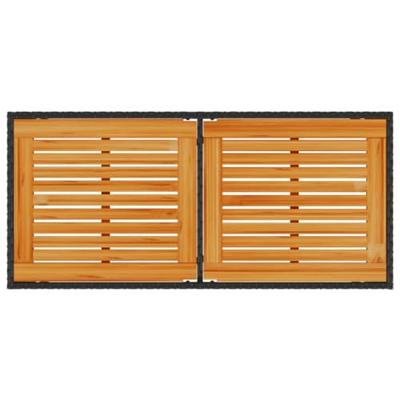 Tuintafel met acaciahouten blad 115x54x74 cm poly rattan zwart