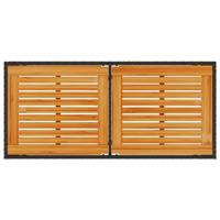 Tuintafel met acaciahouten blad 115x54x74 cm poly rattan zwart - thumbnail