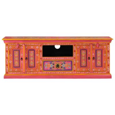 Tv-meubel 110x30x40 cm massief mangohout roze