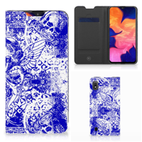 Mobiel BookCase Samsung Galaxy A10 Angel Skull Blauw - thumbnail