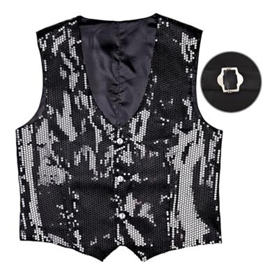 Glittervest pailletten zwart man