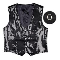 Glittervest pailletten zwart man - thumbnail