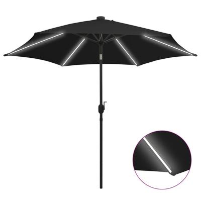 VidaXL Parasol met led-verlichting en aluminium paal 300 cm zwart