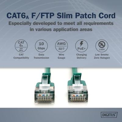 Digitus DK-1632-A-030S-G RJ45 Netwerkkabel, patchkabel CAT 6A F/FTP 3 m Groen Kleurcodering, Afgeschermd, Meerdradig, Met anti-kniktule 1 stuk(s) - thumbnail