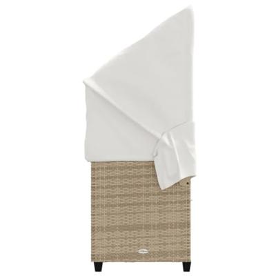 Ligbed met luifel en kussen poly rattan beige