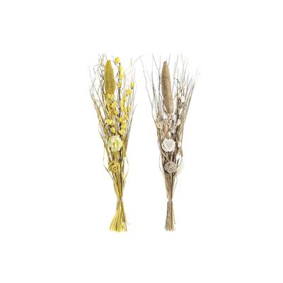 Boeket DKD Home Decor Natuurlijk Gouden Wit Geel Gedroogde bloem (30 x 30 x 100 cm) (2 Stuks)