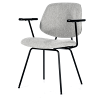 Eleonora Eetkamerstoel 'Lynn' met armleuning, kleur Grijs Fletcher - thumbnail