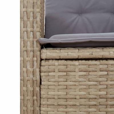 Tuinbankje verstelbaar met kussens poly rattan beige