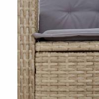 Tuinbankje verstelbaar met kussens poly rattan beige - thumbnail
