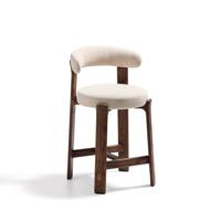 Kave Home Granite barkruk H65 chenille Beige/walnoot - thumbnail