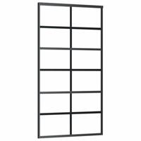 Schuifdeur met beslagset 102x205 cm aluminium en ESG-glas - thumbnail