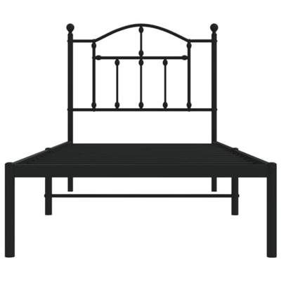 Bedframe met hoofdbord metaal zwart 90x190 cm