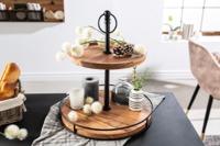 Massief houten taartplateau PURE NATURE 40cm mango rond met twee niveaus zwart metaal - 41606 - thumbnail