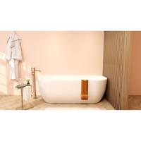 Wiesbaden Liora Half Vrijstaand Ligbad - 180x80cm - Acryl Mat Wit met Waste Mat Wit - thumbnail