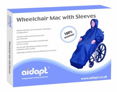 Rolstoel Poncho met mouwen en capuchon | Rolstoel regenkleding | Donkerblauw | Universele maat | VA128ST