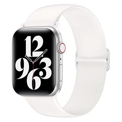 By Qubix - Elastische Solo Loop bandje - Wit - Compatible met Apple Watch 38mm / 40mm / 41mm / 42mm - Compatible Apple watch bandjes