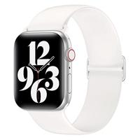 By Qubix - Elastische Solo Loop bandje - Wit - Compatible met Apple Watch 38mm / 40mm / 41mm / 42mm - Compatible Apple watch bandjes - thumbnail