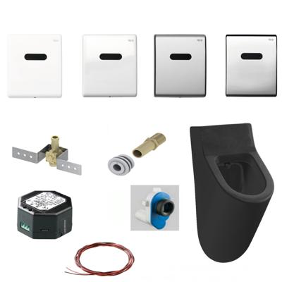 Salenzi Urinoir Set Hung Achterinlaat Mat Zwart met TECE Drukplaat Elektronisch Adaptor - Urinoirsetzwart-teceleka Salenzi Urinoir Set Hung Achterinlaat Mat Zwart met TECE Drukplaat Elektronisch Adaptor - Urinoirsetzwart-teceleka