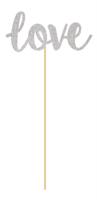 Prikkers &apos;Love&apos; Zilver Glitter - 18 cm - thumbnail