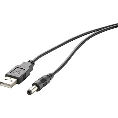 Renkforce USB-stroomkabel USB 2.0 USB-A stekker, DC stekker 5,5 mm 1,00 m zwart vergulde stekkercontacten RF-4079664