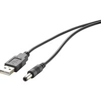 Renkforce USB-stroomkabel USB 2.0 USB-A stekker, DC stekker 5,5 mm 1,00 m zwart vergulde stekkercontacten RF-4079664 - thumbnail