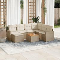8-delige Loungeset met kussens poly rattan beige - thumbnail