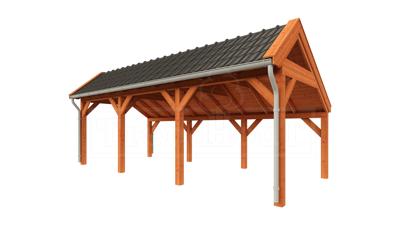 Trendhout Kapschuur De Stee 740x360 cm- Kapschuurdak- Onbehandeld lariks Douglas hout- Trendhout