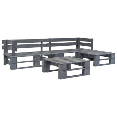 4-delige Loungeset pallet hout grijs