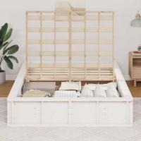 Bedframe met opslag Wit 135 x 190 cm Hout - thumbnail