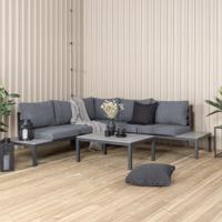 Nohr Loungeset 'Farzana' Met hoekbank en tafel, kleur Grijs/Zwart - thumbnail