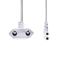 Stroomkabel | Euro Male | IEC-320-C7 | Gehoekt | Links Gehoekt | Vernikkeld | 3.00 m | Plat | PVC | Wit - thumbnail