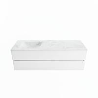 MONDIAZ VICA-DLUX 150cm badmeubel onderkast Talc 2 lades. Inbouw wastafel CLOUD links zonder kraangat, kleur Opalo. - thumbnail