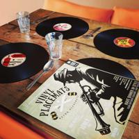 Vinyl Placemats Set van 4 - Retro LP Design - Ø 37 cm - Kleurrijk - thumbnail