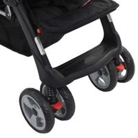 VidaXL Kinderwagen dubbel staal roze en zwart - thumbnail