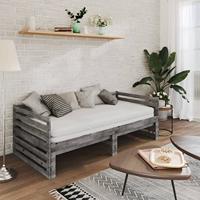 Bedbank uitschuifbaar massief grenenhout grijs 2x(90x200) cm - thumbnail