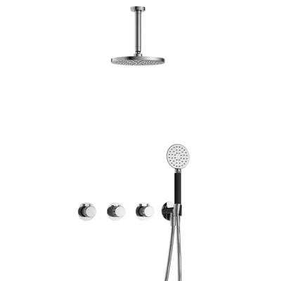 Hotbath Cobber X - CX7067 - Inbouw Regendoucheset - Chroom - 2 Stopkranen - Thermostatisch - Plafondbuis 15 cm - Hoofddouche 200 mm - Ronde Handdouche 3 Standen - Waterbesparend
