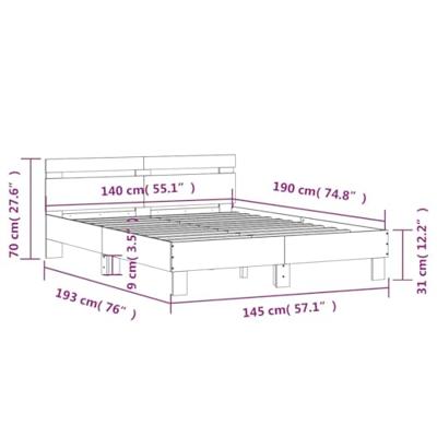Bedframe met hoofdeinde en LED sonoma eikenkleurig 140x190 cm