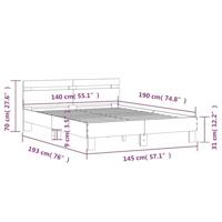 Bedframe met hoofdeinde en LED sonoma eikenkleurig 140x190 cm - thumbnail