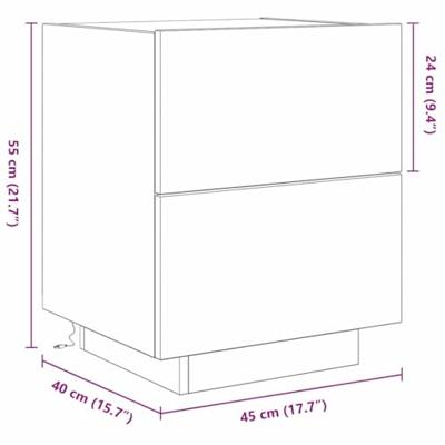 Nachtkastje 2 pcs Zwart Eiken 45 x 40 x 55 cm Bewerkt hout