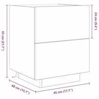 Nachtkastje 2 pcs Zwart eiken 45 x 40 x 55 cm Bewerkt hout - thumbnail