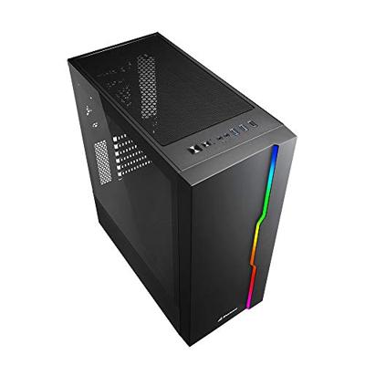 Sharkoon rgb slider midi tower behuizing (zwart | 3x usb-a | rgb | tempered glass)