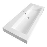 Brauer Solar Thick Wastafel - 120 cm - met 1 Spoelbak en 1 Kraangat - Mineraalmarmer Zijdeglans Wit - thumbnail