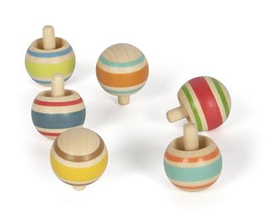 Small Foot - houten tollen gestreept, set van 6