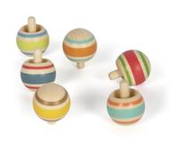 Small Foot - houten tollen gestreept, set van 6 - thumbnail