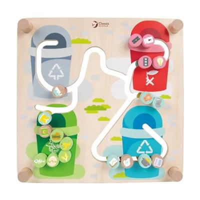 Classic World houten bord sorteerspel 2in1 stad en afval scheiden