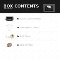 Durham vierkante LED inbouwspot - 4 Watt 345 Lumen - 4000K neutraal wit - GU10 - Dimbaar Kantelbaar - Voor binnen - Zwart - thumbnail