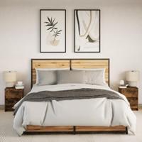 Nachtkastjes met LED 2 st bewerkt hout gerookt eikenkleurig - thumbnail